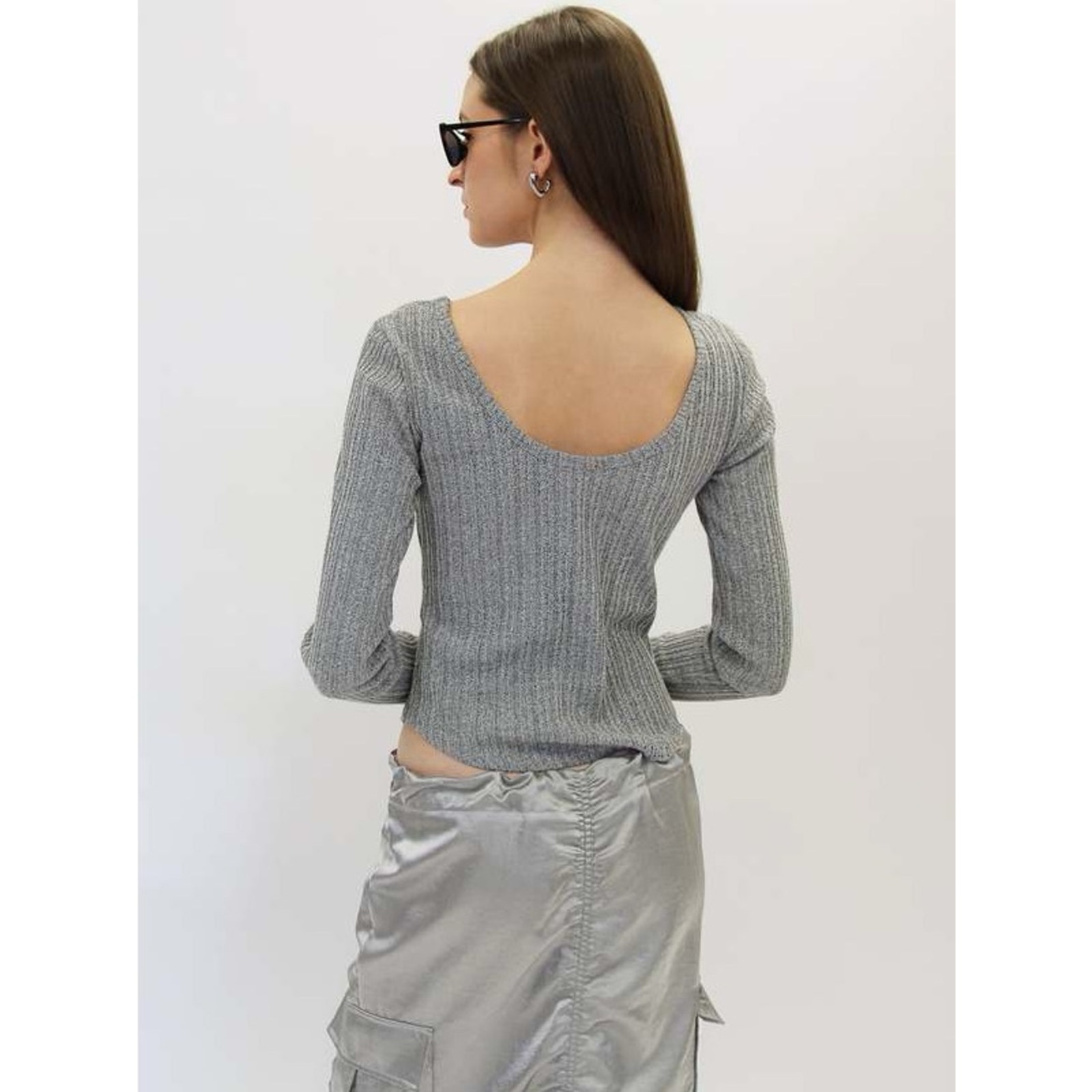 The Nkc Store Bernadette Cargo Satin Skirt Silver Sager Y2k Gorpcore One Size — image 4 of 8